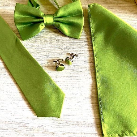 Other - NEW Mens BowTie Handkerchief Necktie Cufflinks Set